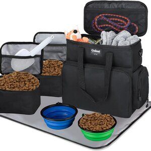 Dog Travel Bag Airline Approved–Pet Travel Tote with Collapsible Bowls,Food Cont